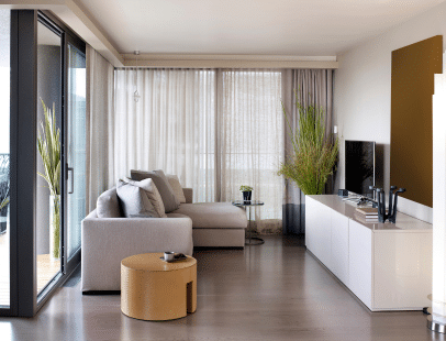 Spacious living room in 2 BHK apartment Bangalore