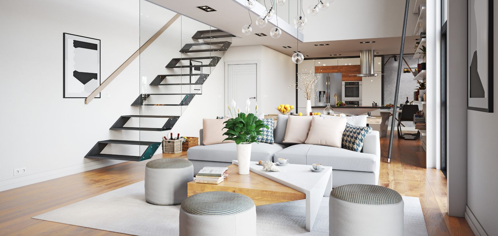 Modern living room in furnished apartment Bangalore