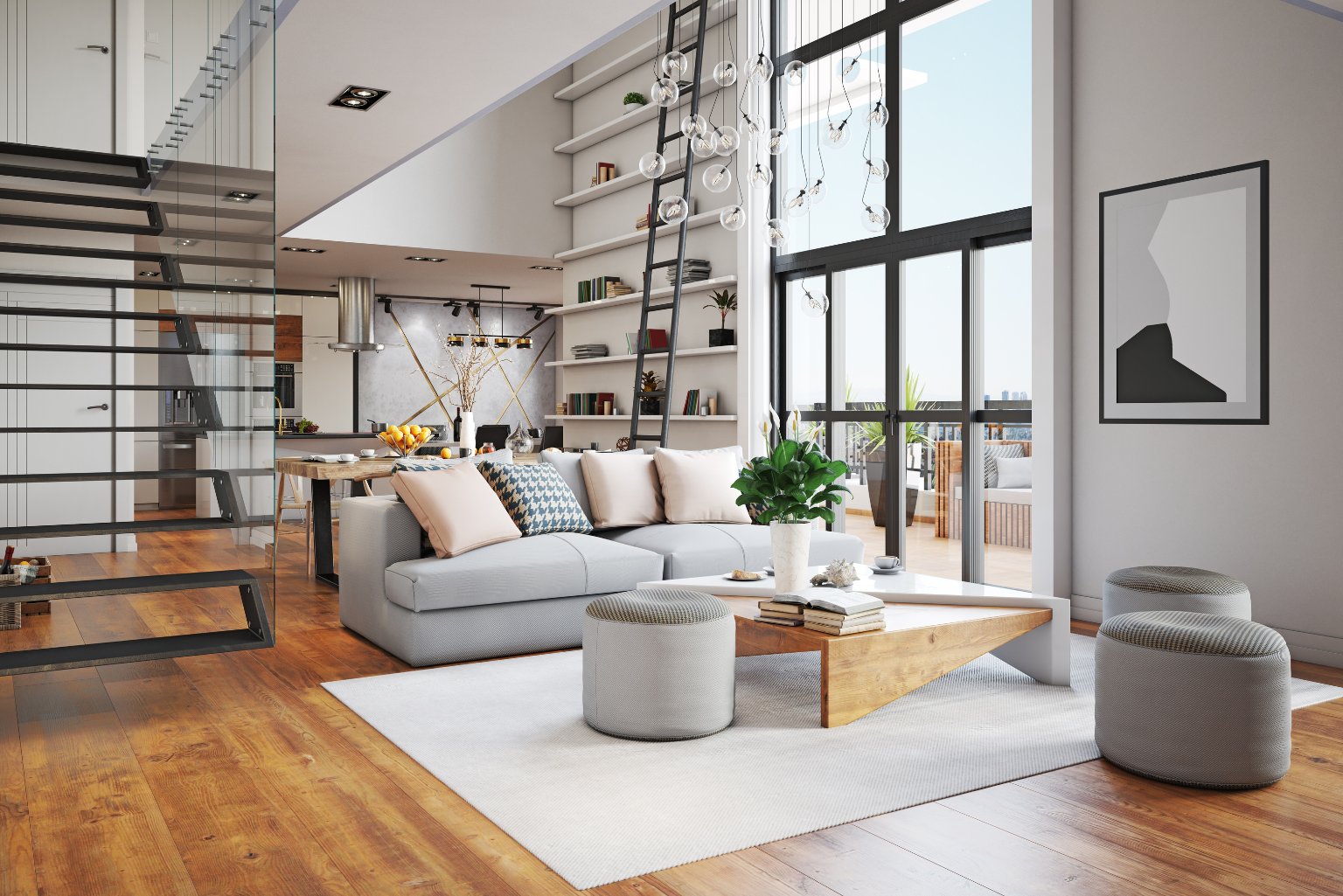 Modern living room in furnished apartment Bangalore