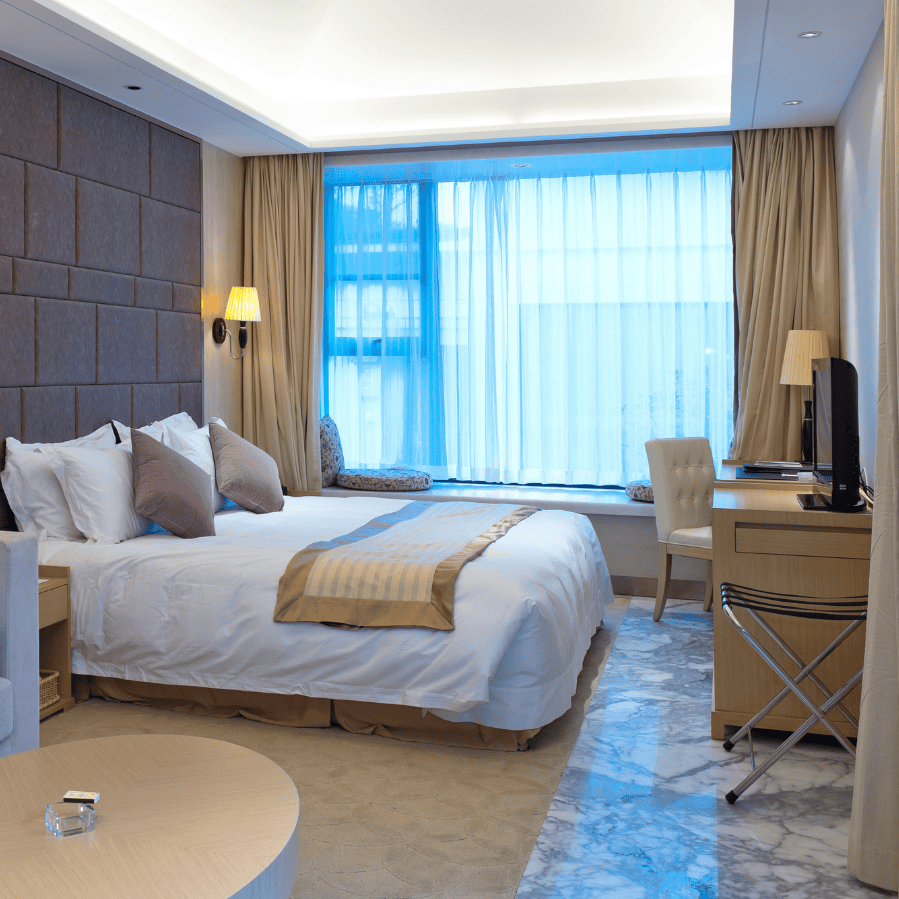 Fully furnished premium apartment bedroom in Bangalore